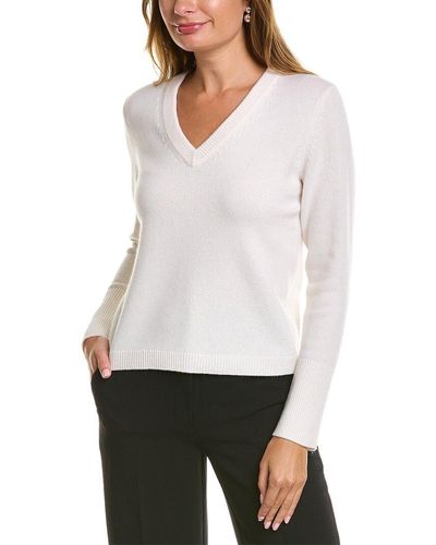 Vince V-neck Wool & Cashmere-blend Sweater - White