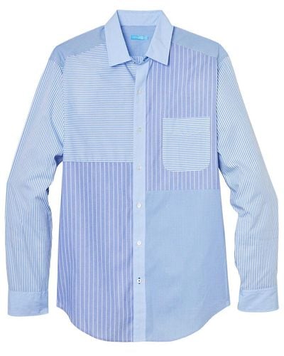 J.McLaughlin Patchwork Gramercy Patchwork Shirt - Blue