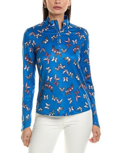Callaway Apparel Butterfly Printed Sun Protection 1/4-zip Pullover - Blue
