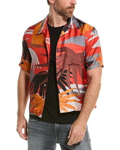 Palm Angels Hawaii Bowling Silk Shirt - Orange