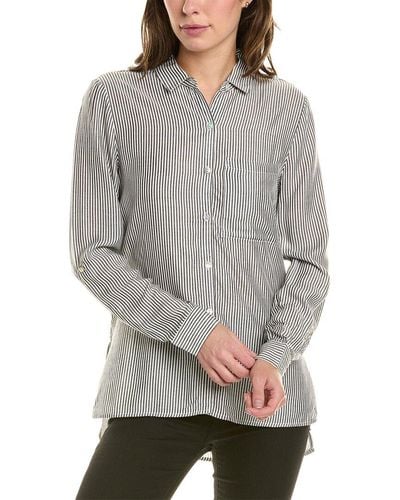 Joan Vass Joan Vass Roll Sleeve Shirt - Gray