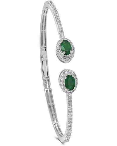 Sabrina Designs 14k 2.00 Ct. Tw. Diamond & Emerald Cuff Bracelet - Green