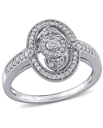 Rina Limor Silver 0.25 Ct. Tw. Diamond Halo Ring - White