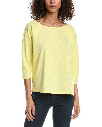 InCashmere In2 By 3/4-Sleeve Linen T-Shirt - Yellow