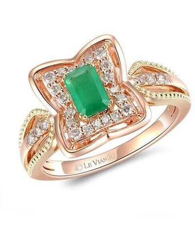Le Vian 14k Two-tone 0.63 Ct. Tw. Diamond & Emerald Ring - White