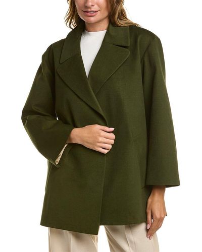Oscar de la Renta Twill Corduroy Silk-lined Oversized Jacket - Green