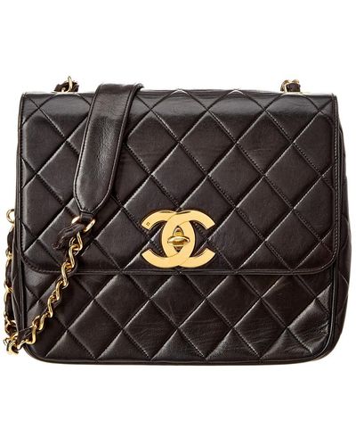 Chanel Black Quilted Lambskin Leather Big Cc Square Single Flap