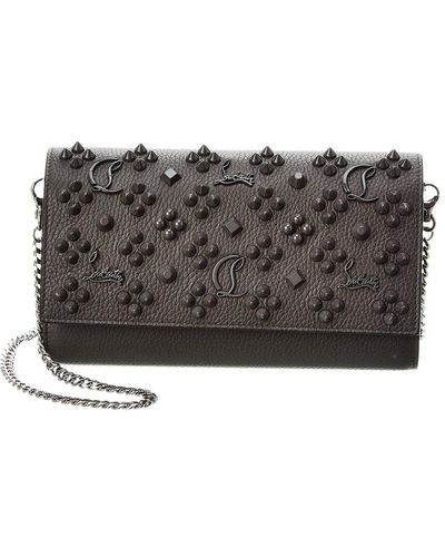 Christian Louboutin Paloma Leather Wallet On Chain - Gray