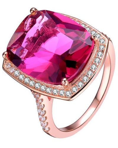 Genevive Jewelry 14k Rose Gold Vermeil Cz Ring - Pink
