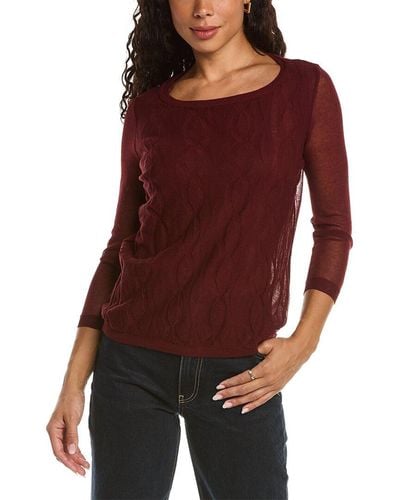 Lafayette 148 New York Double Layer Cable Sweater - Purple