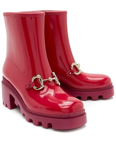 Gucci Rubber Horsebit Boot, Size 38 (Authentic Pre-Owned) - Red
