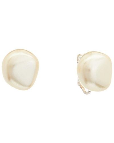 Kenneth Jay Lane Plated Clip-on Studs - White