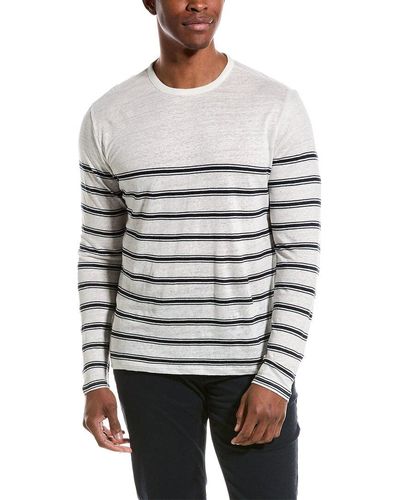 Vince Stripe Linen T-shirt - Grey