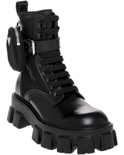 Prada Monolith Leather Boot - Black
