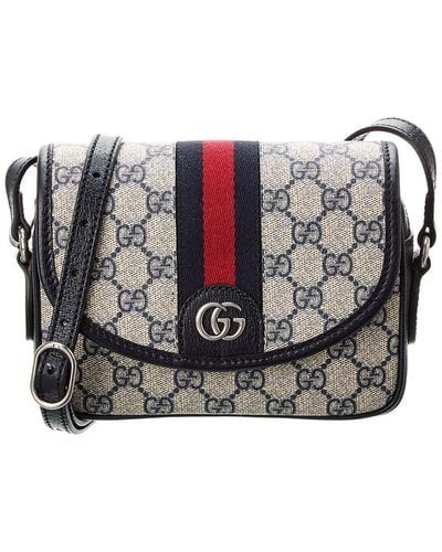 Gucci Ophidia Mini GG Supreme Canvas & Leather Shoulder Bag - Gray