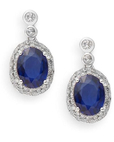 Effy Fine Jewelry Sapphire, 0.84 Tcw Diamond & 14K Drop Earrings - Blue