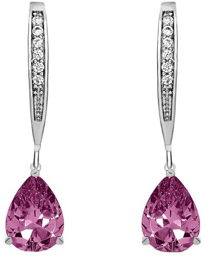 Genevive Jewelry Silver Cz Earrings - Pink