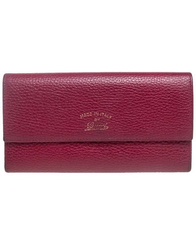 Gucci Burgundy Leather Swing Continental Wallet (Authentic Pre-Owned) - Purple