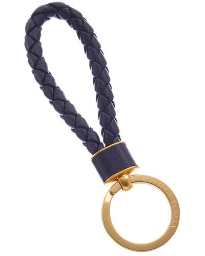 Bottega Veneta Intrecciato Leather Key Ring - Blue