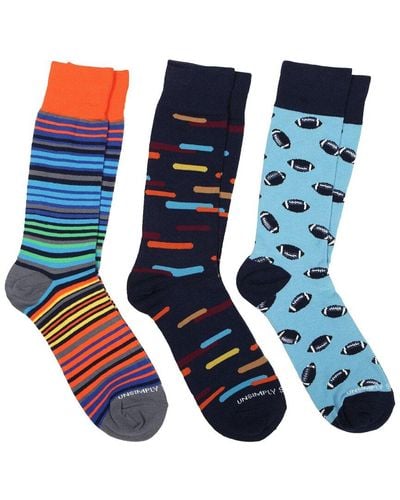 Unsimply Stitched Set Of 3 Crew Sock - Blue
