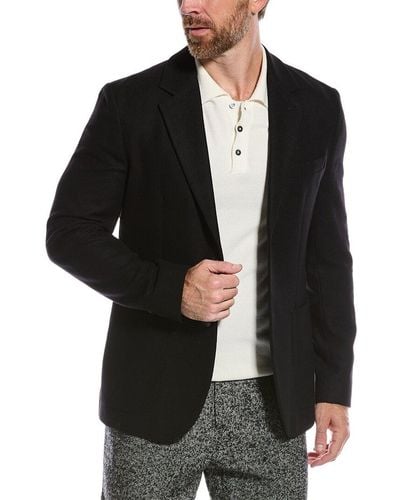 Ted Baker Yarm Slim Fit Flannel Wool-blend Blazer - Black
