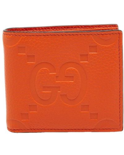 Gucci Leather Jumbo Gg Coin Bifold Wallet (Authentic Pre-Owned) - Orange