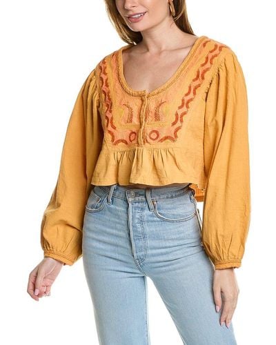 Free People Iggie Embroidered Top - Blue