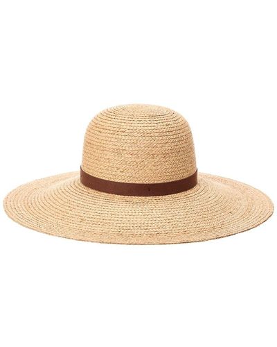 Bruno Magli Wide Brim Leather-trim Straw Sun Hat - Natural
