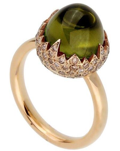 Pomellato 18K Two-Tone 6.78 Ct. Tw. Diamond & Peridot Ring (Authentic Pre- Owned) - Metallic