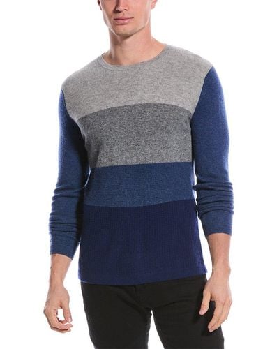 Qi Cashmere Colorblocked Cashmere Sweater - Blue