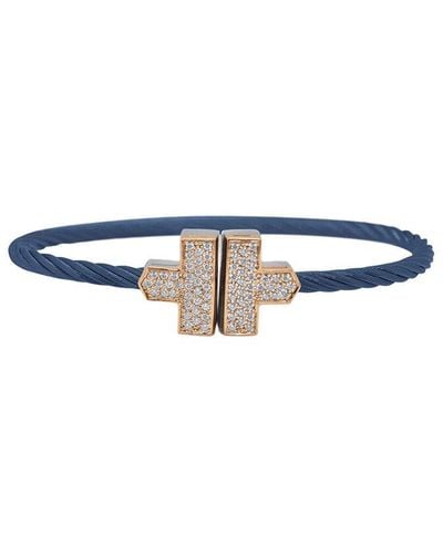 Alor Classique 18k Rose Gold 0.36 Ct. Tw. Diamond Cable Bangle Bracelet - Blue
