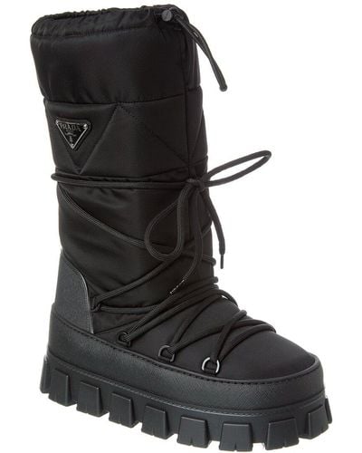 Prada Padded Nylon & Leather Boot - Black