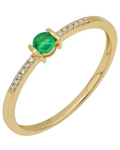 Bony Levy El Mar 18k 0.16 Ct. Tw. Diamond & Emerald Stackable Ring - Multicolor