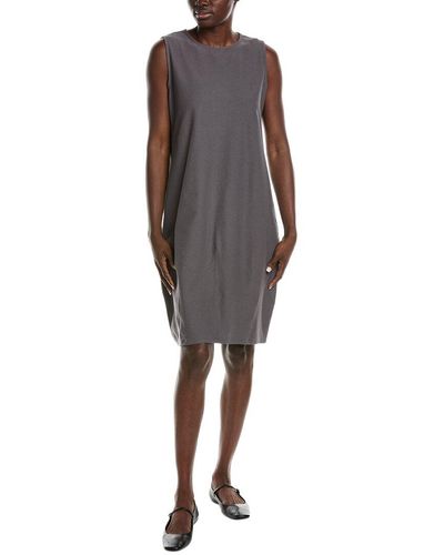 Eileen Fisher Round Neck Mini Dress - Grey