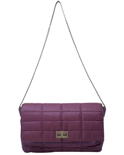 Chanel Limited Edition Quilted Nylon Mademoiselle Single Flap Bag (Authentic Pre-Owned) - Purple