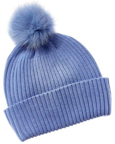 Sofiacashmere Ribbed Cashmere Hat - Blue
