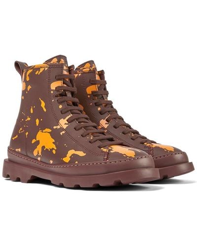 Camper Brutus Leather Medium Lace Boot - Brown