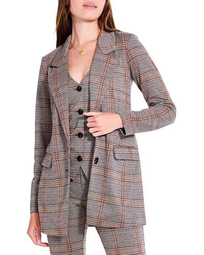 NIC+ZOE Nic+zoe Sketched Plaid Knit Blazer - Multicolour