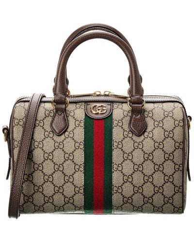 Gucci Ophidia GG Small Top Handle GG Supreme Canvas & Leather Bag - Brown