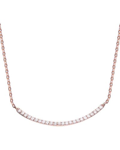 Genevive Jewelry 18k Rose Gold Vermeil Cz Curved Necklace - Natural