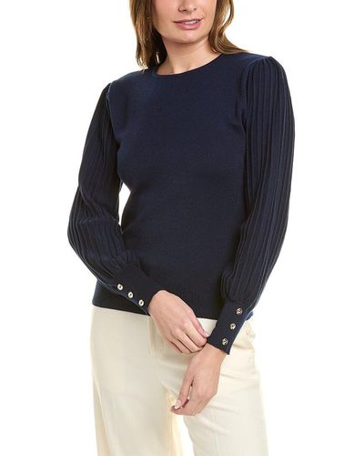 Nanette Lepore Plaited Sleeve Sweater - Blue