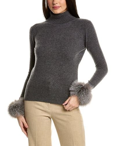 Sofiacashmere Turtleneck Cashmere Sweater - Gray