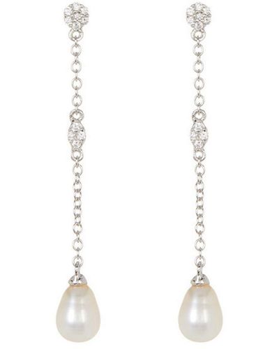 Adornia Silver 7mm Pearl Drop Earrings - Metallic