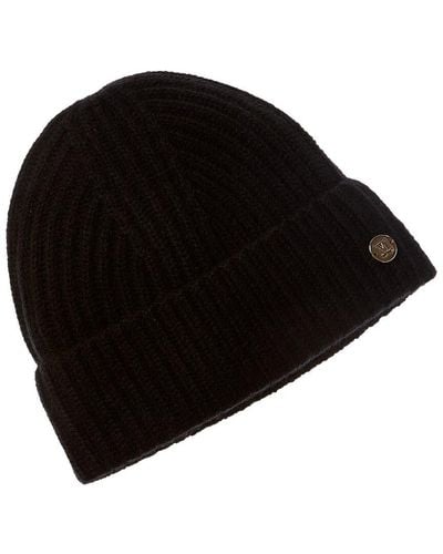Bruno Magli Fashioned Rib Cashmere Hat - Black