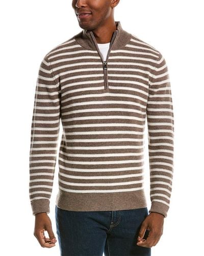 Kier + J Kier + J Waffle Quarter-zip Wool & Cashmere-blend Sweater - Gray