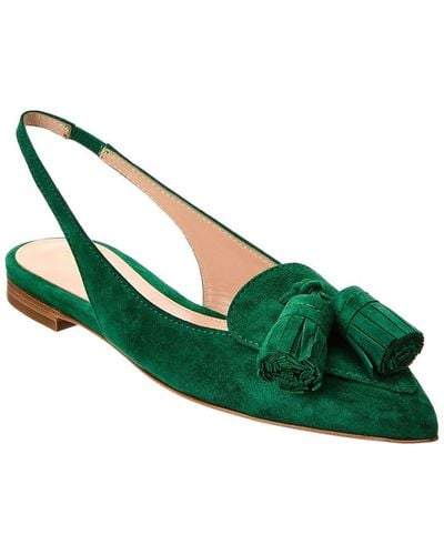 Gianvito Rossi Suede Slingback Flat - Green