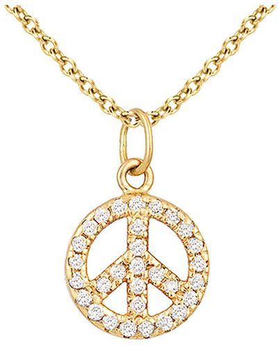 Ariana Rabbani 14k 0.25 Ct. Tw. Diamond Peace Sign Necklace - Metallic