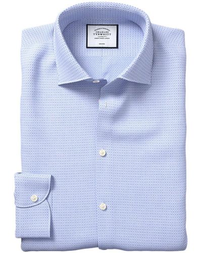 Charles Tyrwhitt Non-Iron Natural Stretch Texture Extra Slim Fit Shirt - Blue