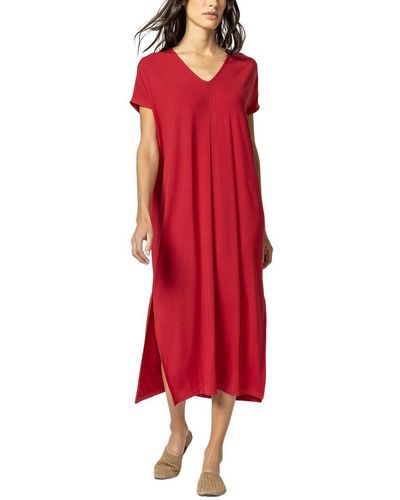 Lilla P Double V-neck Maxi Dress - Red
