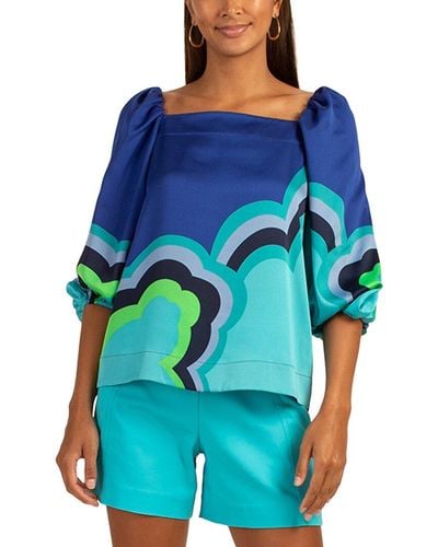 Trina Turk Relaxed Fit Veil Top - Blue